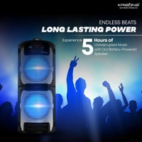 Krisons Cylender 222-50W Portable Speaker with Double 6" Woofers, Wireless Mic & RGB Lights