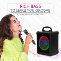 Krisons Qube 80W Bluetooth Party Speaker with Wireless Mic & 6H Battery – Trolley Outdoor Speaker