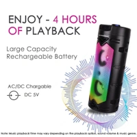 Krisons Cylender 333 – 50W Bluetooth Party Tower Speaker with Double 4" Woofers, RGB Lights, FM, USB, SD & Wired Mic