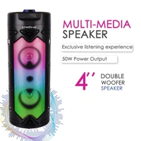 Krisons Cylender 333 – 50W Bluetooth Party Tower Speaker with Double 4" Woofers, RGB Lights, FM, USB, SD & Wired Mic