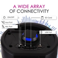 Krisons Cylender 333 – 50W Bluetooth Party Tower Speaker with Double 4" Woofers, RGB Lights, FM, USB, SD & Wired Mic