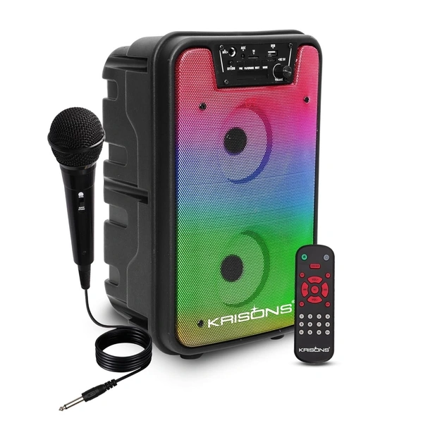 Krisons Rainbow 40W Double Woofer Bluetooth Party Speaker with Mic, RGB Lights & TWS