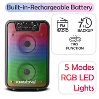 Krisons Rainbow 40W Double Woofer Bluetooth Party Speaker with Mic, RGB Lights & TWS