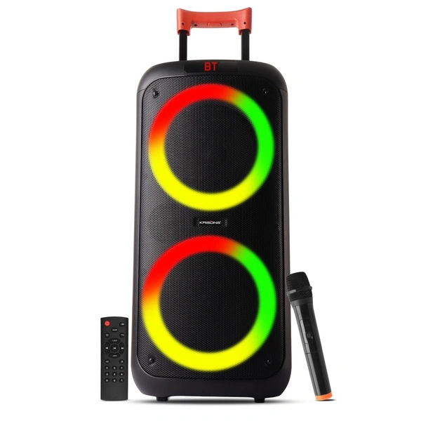 Krisons J11 Portable Bluetooth Party Speaker with LED Lights, Wireless Microphone