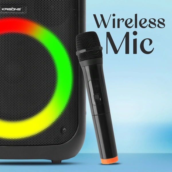 Krisons J11 Portable Bluetooth Party Speaker with LED Lights, Wireless Microphone