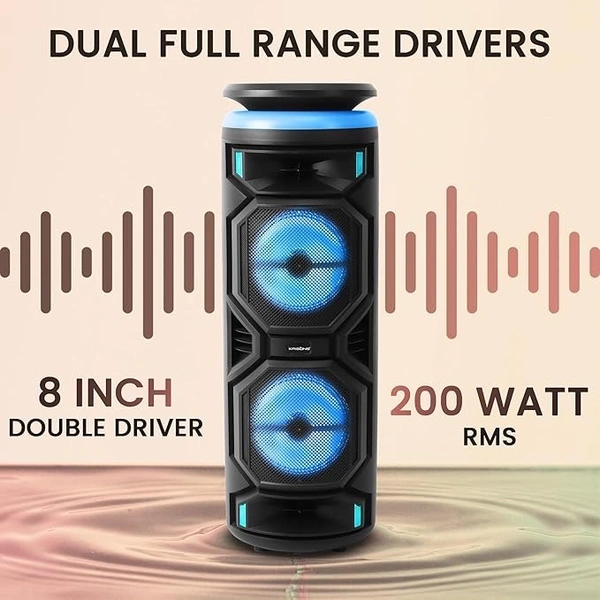 Krisons Hungama-002 160W Bluetooth Party Speaker with Wheels, RGB Lights & Karaoke Control