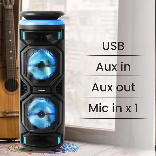 Krisons Hungama-002 160W Bluetooth Party Speaker with Wheels, RGB Lights & Karaoke Control