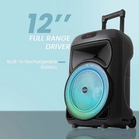 Krisons Hungama-001 160W Bluetooth Party Speaker with Built in Wheels, Immersive Visual Display, Personalized Karaoke, Control - Volume, bass, Treble and Echo adjustments with RGB Lights