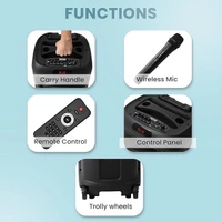 Krisons Hungama-001 160W Bluetooth Party Speaker with Built in Wheels, Immersive Visual Display, Personalized Karaoke, Control - Volume, bass, Treble and Echo adjustments with RGB Lights