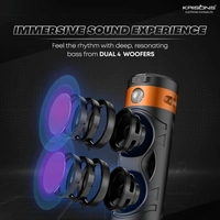 Krisons Cylender 111 40W Portable Speaker with 4" Double Woofers,Free Wired Mic for Karaoke, in Built Torch, Remote Control with Bluetooth, FM, USB, Micro SD Card Connectivity (Orange)