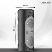 Krisons 4" SilverStar Double Woofer 40W Multi-Media Bluetooth Party Speaker with Wired Mic for Karaoke,Digital Display, RGB Lights, USB, SD Card and FM Radio