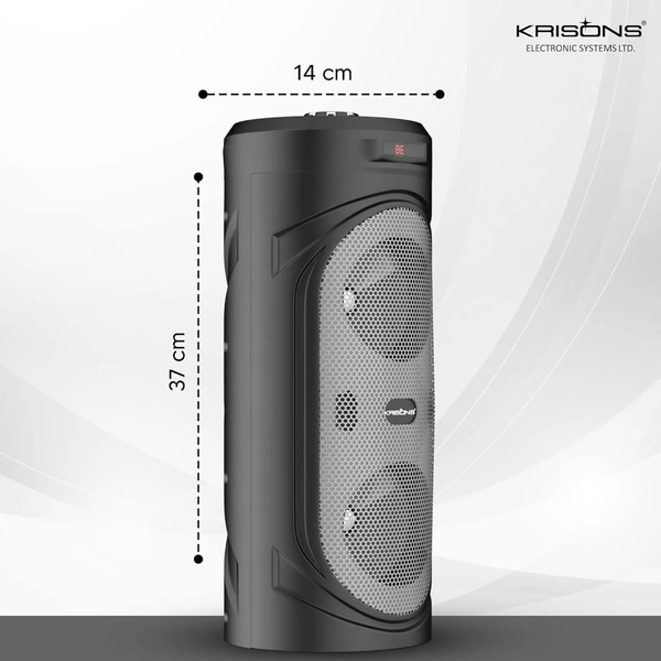 Krisons 4" SilverStar Double Woofer 40W Multi-Media Bluetooth Party Speaker with Wired Mic for Karaoke,Digital Display, RGB Lights, USB, SD Card and FM Radio