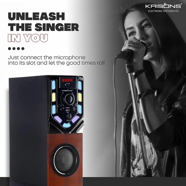 Krisons Swag Tower Home Theater with Wired Mic| Bluetooth,USB, AUX, LCD Display, Built-in FM 90 W Bluetooth Tower Home Theater 