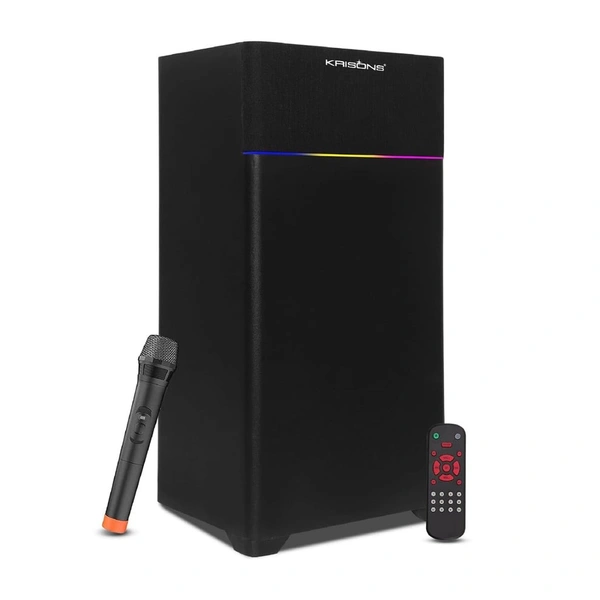 Krisons KRISONS Newly Launched Rocker Powerful 120W RMS Home Theater Bluetooth Party Box Speaker with High Power Bass, Wireless Mic with Karaoke & Mic Priority, HDMI (ARC), AUX, USB and Dynamic LED Lights 