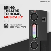 Krisons Cloudbuster Tallboy Tower Speaker, Multimedia Home Theatre, Floor Standing Speaker, RGB Lights, with Bluetooth, FM, USB, AUX Connectivity