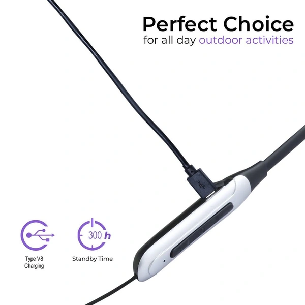 Krisons Zytel-Doodle Neckband with 30 Hrs runtime Deep Bass Speaker Headset (Silver, in-Ear) Bluetooth Headset (Black Silver, True Wireless)