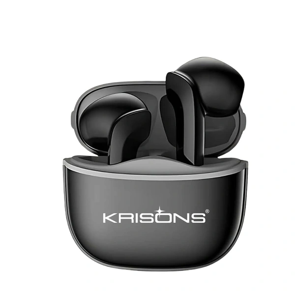 Krisons TWS-001 Wireless Earbuds, Black, Bluetooth 5.2, 10mm Drivers, HiFi Sound Quality, 25H Battery Life, Touch Control, Charging Case