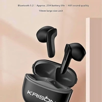 Krisons TWS-001 Wireless Earbuds, Black, Bluetooth 5.2, 10mm Drivers, HiFi Sound Quality, 25H Battery Life, Touch Control, Charging Case