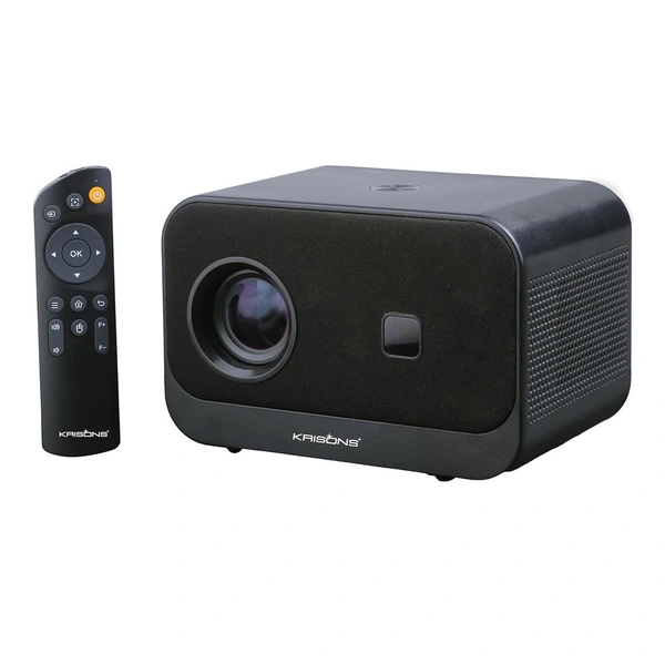 Krisons Razor-002 Smart LED Projector | 1080p HD | 8000 Lumens | Android | WiFi | Bluetooth | Built-in Speakers | 2+32GB | Netflix & Screen Mirroring – Black 