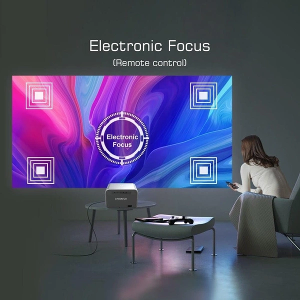 Krisons Razor-002 Smart LED Projector | 1080p HD | 8000 Lumens | Android | WiFi | Bluetooth | Built-in Speakers | 2+32GB | Netflix & Screen Mirroring – Black 