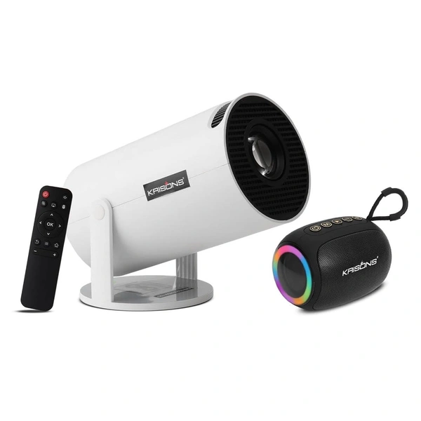 Krisons ZYTEL-003 Smart LED Projector 720p HD with Free 10W Bluetooth Speaker