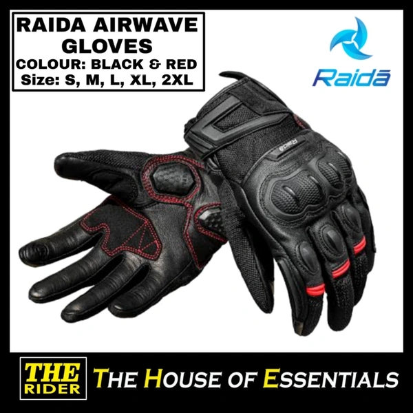 Raida Airwave Gloves - Black & Red, XL