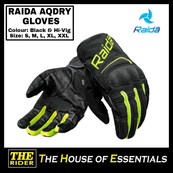 Raida Aqdry Waterproof Gloves - Black & Hi-Vig, M