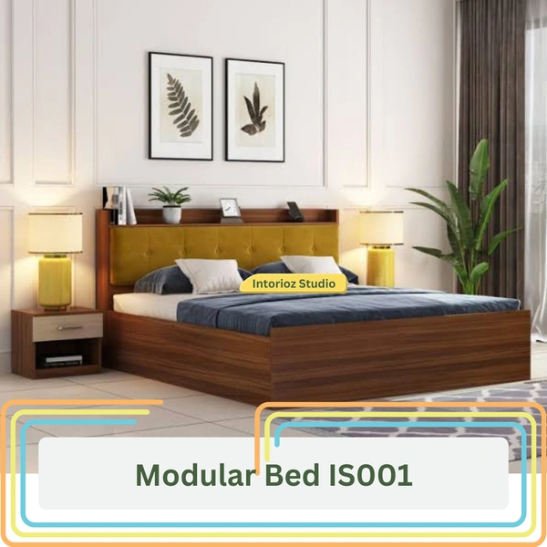 Upholstered Modular Bed IS001 - Brown, 78*72 Mattress Size