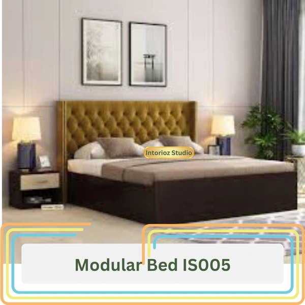 Upholstered Modular Bed IS005 - Brown, 78"L*72"W Mattress Dimension
