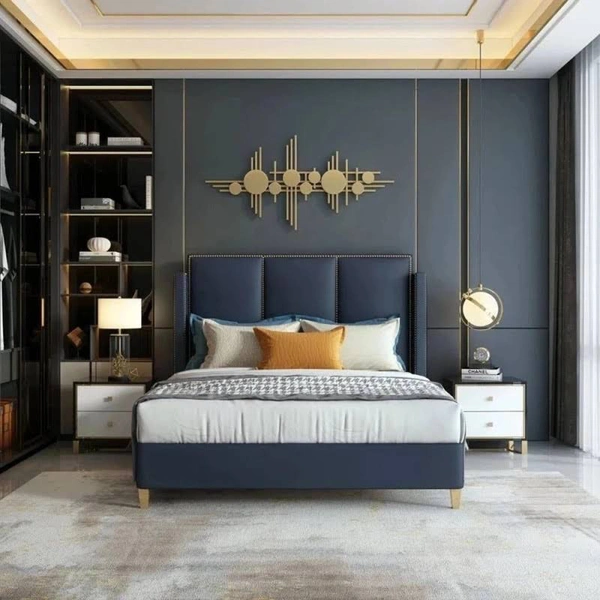 Upholstered Bed 001 - Navy Blue, 78*72