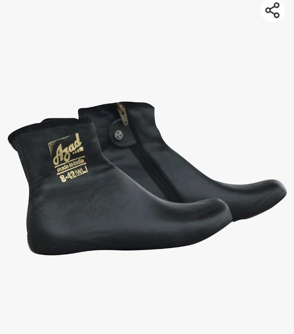 Azad Leather Socks Unisex Black Winter Socks Zipper Soft Halaal Leather Socks Slippers Sportswear Athletic Leather Socks Moisturizing Socks | Size-IND/4
