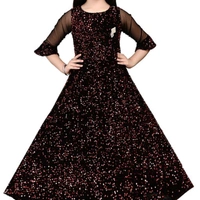 Gown Frocks For Girls  - black n White , 7 to 14years 