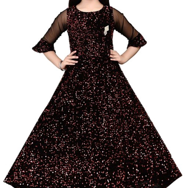 Gown Frocks For Girls  - black n White , 7 to 14years 