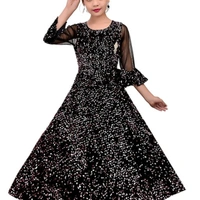 Gown Frocks For Girls  - black n White , 7 to 14years 
