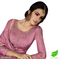 Gown Party Wear Silk Frock For Women  - brown , M, L, XL, XXL