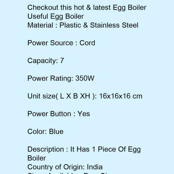 Useful Egg Boler  - blue , free 