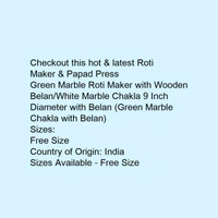 Green Marble Roti Maker With Wooden Belan   - Green , 9 inch diameter 