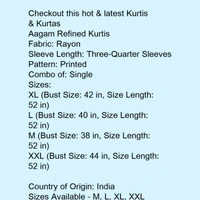 Kurtis For Women  - blue , M, L, XL, XXL