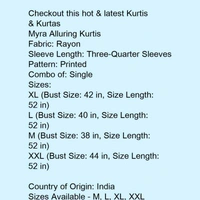 Kurtis For Women  - Red , M, L, XL, XXL, 