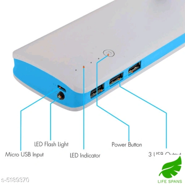 Modern Personal Plastic Power Bank  - White n blue 