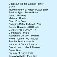 Modern Personal Plastic Power Bank  - Gray n black 