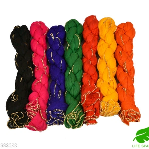 LIFE SPANS  Fancy Cotton Plain Dupatta 2 Mtr Cut (Set Of 7) - multi , 2 mtr cut