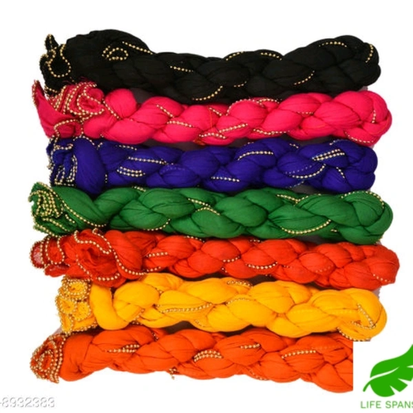 LIFE SPANS  Fancy Cotton Plain Dupatta 2 Mtr Cut (Set Of 7) - multi , 2 mtr cut