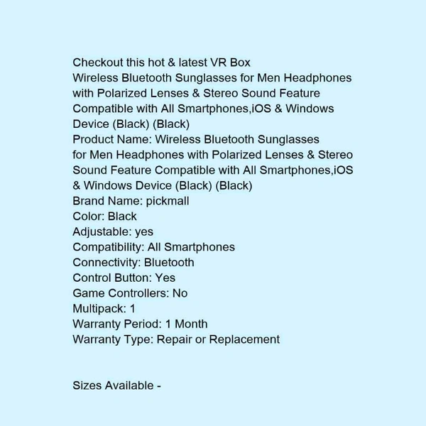 Wireless Bluetooth Sunglasses For Men Headphones  - black , free 