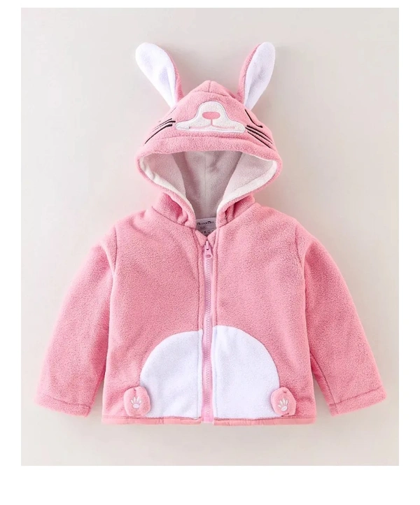 Life Spans Kids  Full Sleeves Hoodie With Bunny Applique & Embroidery - Pink & White - pink, 1 To 10 Years