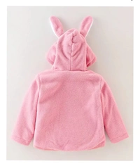 Life Spans Kids  Full Sleeves Hoodie With Bunny Applique & Embroidery - Pink & White - pink, 1 To 10 Years
