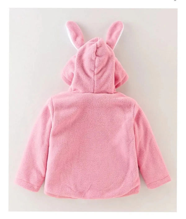 Life Spans Kids  Full Sleeves Hoodie With Bunny Applique & Embroidery - Pink & White - pink, 1 To 10 Years
