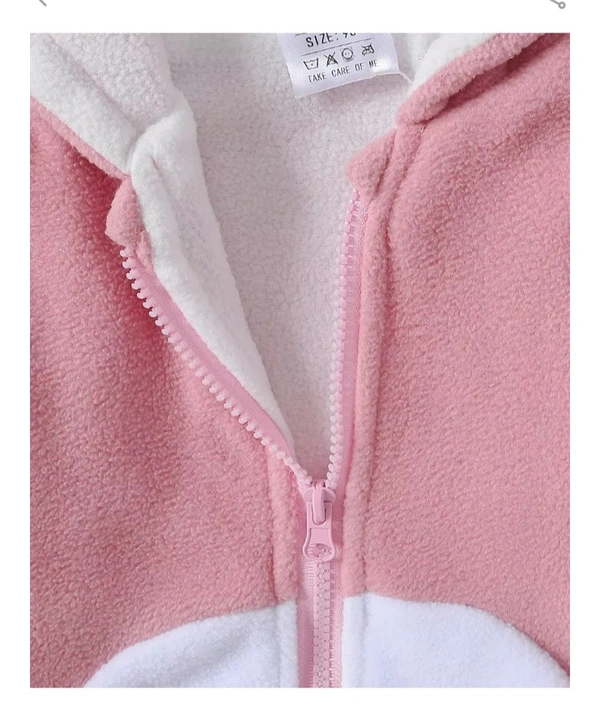 Life Spans Kids  Full Sleeves Hoodie With Bunny Applique & Embroidery - Pink & White - pink, 1 To 10 Years