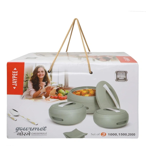 Jaypee Gourmet Twin Set of 3 Casseroles (1000ml + 1500ml + 2000ml)