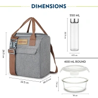 Borosil Glass Pro 3 Containers Lunch Box with Glass Bottle | Lunch Bag | Microwave